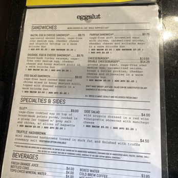 Eggslut - Menu Oct 2023 - Breakfast & Brunch Near Me - Los Angeles, California