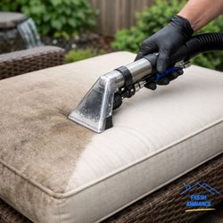 Fresh Ambiance - Cleaned this outdoor cushion and brought it back to life--fresh, bright, and looking like new again. Ready for the season!
