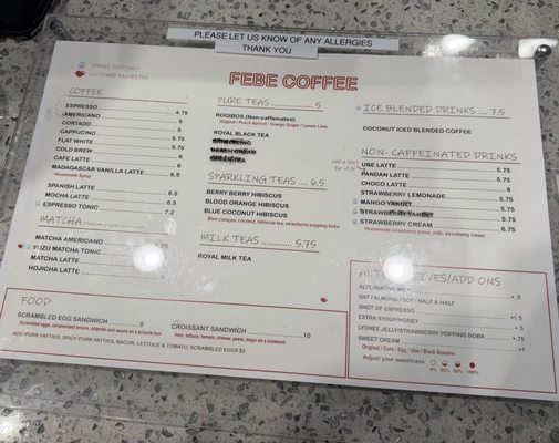 Menu photo 5 Febe Coffee Irvine, CA