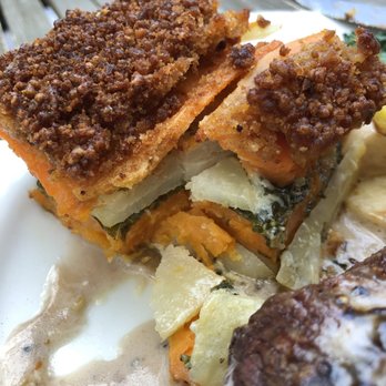 Midway Mercantile - The potato-yam gratin layered with kale - New American Near Me - Midway, Utah Midway Mercantile - The potato-yam gratin layered with kale - New American Near Me - Midway, Utah