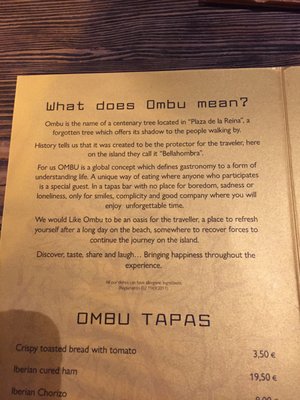 Menu photo 4 Ombu Palma de Mallorca, PM