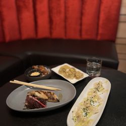 Japango - Lounge area, miso cod, lobster potstickers, shumai and tatsutaage