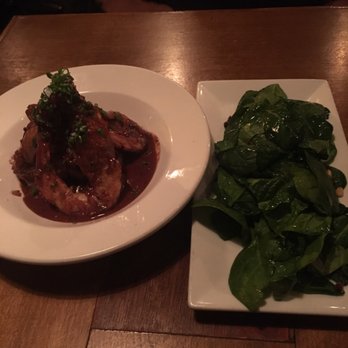Niu Kitchen - Gambes with chocolate sauce & Catalan spinach - Catalan Near Me - Miami, Florida Niu Kitchen - Gambes with chocolate sauce & Catalan spinach - Catalan Near Me - Miami, Florida