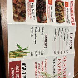 Sesame Express - Menu