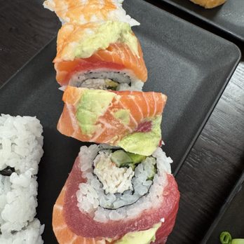 Ahi & Vegetable - Kapalama - Rainbow roll. In photo, bottom piece of inari. - Japanese Near Me - Honolulu, Hawaii Ahi & Vegetable - Kapalama - Rainbow roll. In photo, bottom piece of inari. - Japanese Near Me - Honolulu, Hawaii