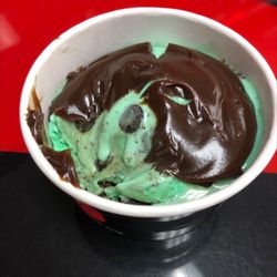 The Ice Cream Stop - Mint moose tracks with hot fudge.. yum!