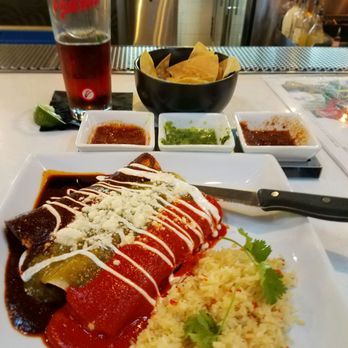 Mesa Mercado - Chicken enchiladas, with all 3 sauces. - Mexican Near Me - Carmichael, California Mesa Mercado - Chicken enchiladas, with all 3 sauces. - Mexican Near Me - Carmichael, California