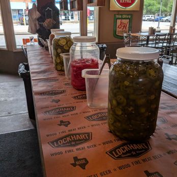 Lockhart Smokehouse - Convenient self serve hot pickles, jalapeno,onions - Barbeque Near Me - Dallas, Texas Lockhart Smokehouse - Convenient self serve hot pickles, jalapeno,onions - Barbeque Near Me - Dallas, Texas