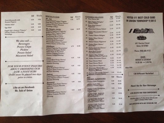 Menu photo 3 Mr. Sub of Union Union, NJ Menu photo 3 Mr. Sub of Union Union, NJ