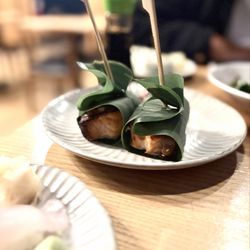 Sushi Kappo Toraya - Salmon Heaven: Sake Okabe * 鮭御壁 Broiled Salmon+Tofu+Soybean Paste+Wrapped In Bamboo Leaf)