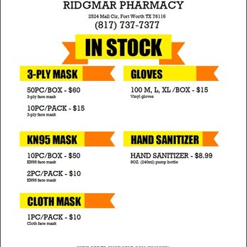 Ridgmar Pharmacy - PPE (Personal Protective Equipment) For Safety in Stock Now at our Fort Worth - Ridgmar location! - Pharmacy Near Me - Fort Worth, Texas