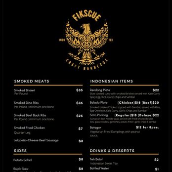 Fikscue Craft BBQ - 12/31/23 FYI, menu - Barbeque Near Me - Alameda, California