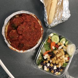 Angelo's Pizzeria - Spaghetti with meatballs and Greek salad to go.