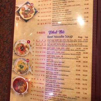 Thien Long - Pho menu - Vietnamese Near Me - San Jose, California Thien Long - Pho menu - Vietnamese Near Me - San Jose, California