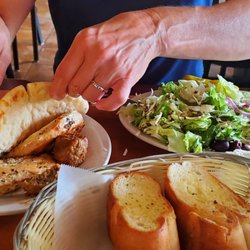 Apollo Flame Bistro - Hendersonville - "Unpacking" the huge Big Fat Greek platter (need a second plate to eat)