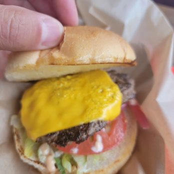 Eats Burgers - Inside their basic burger - Burgers Near Me - Fredericksburg, Virginia Eats Burgers - Inside their basic burger - Burgers Near Me - Fredericksburg, Virginia