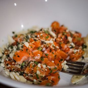 The Restorative - Salmon tartar, Tamari (gluten free soy sauce, crushed rice crackers, seaweed. GLUTEN FREE - New American Near Me - Dunedin, Florida The Restorative - Salmon tartar, Tamari (gluten free soy sauce, crushed rice crackers, seaweed. GLUTEN FREE - New American Near Me - Dunedin, Florida