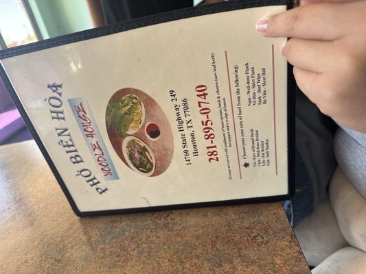 Menu photo 1 Pho Bien Hoa Houston, TX