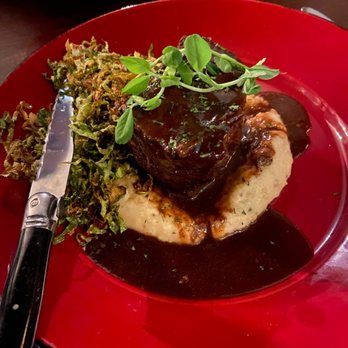 Table 1837 - Glen Rock Mill Inn - Short Rib Special with mashed potatoes and shaved Brussels - American Near Me - Glen Rock, Pennsylvania Table 1837 - Glen Rock Mill Inn - Short Rib Special with mashed potatoes and shaved Brussels - American Near Me - Glen Rock, Pennsylvania