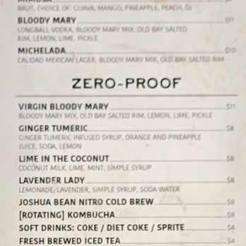 Second Nature - Other side of the beverages menu - Breakfast & Brunch Near Me - San Diego, California