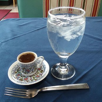 LEYLA MEDITERRANEAN - Thick strong sweet Turkish coffee in a tiny cup. - Mediterranean Near Me - Cincinnati, Ohio
