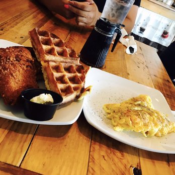 Stewart's Bistro - My plate with chicken & waffles along with to scrabble eggs - Coffee & Tea Near Me - Wake Forest, North Carolina Stewart's Bistro - My plate with chicken & waffles along with to scrabble eggs - Coffee & Tea Near Me - Wake Forest, North Carolina
