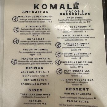 Komal - Menu - Mexican Near Me - Los Angeles, California Komal - Menu - Mexican Near Me - Los Angeles, California