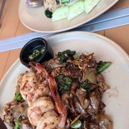 Pad See Ew with shrimp  Thai fried rice with pork