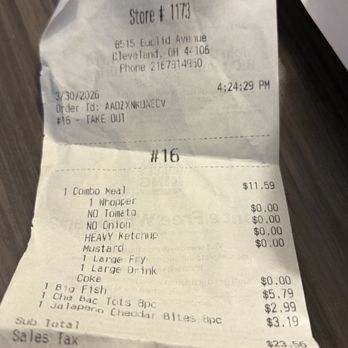 Burger King - My receipt - Burgers Near Me - Cleveland, Ohio Burger King - My receipt - Burgers Near Me - Cleveland, Ohio