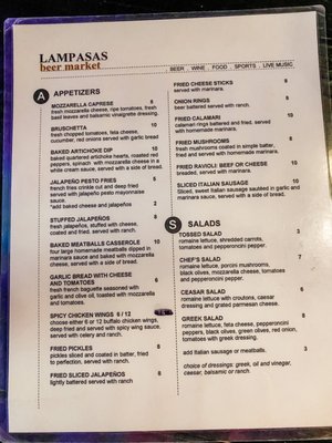 Menu photo 5 Lampasas Beer Market Lampasas, TX