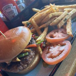 Vegan What's Beef Vegan Burger and truffle fries
