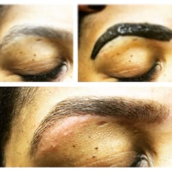 Kohinoor Beauty Salon - Before and after of eyebrow threading and eyebrow tinting.