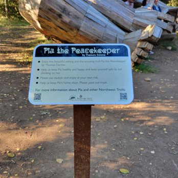 Pia the Peacekeeper - Sign and disclosure for Pia the Peacekeeper. - Public Art Near Me - Bainbridge Island, Washington Pia the Peacekeeper - Sign and disclosure for Pia the Peacekeeper. - Public Art Near Me - Bainbridge Island, Washington