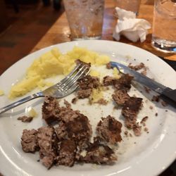 MASHED POTATOES and the chopped steak