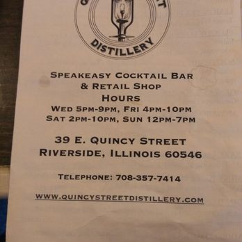 Quincy Street Distillery - Menu - Distilleries Near Me - Riverside, Illinois Quincy Street Distillery - Menu - Distilleries Near Me - Riverside, Illinois