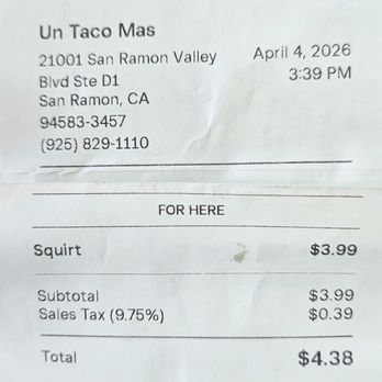 Un Taco Mas - Liked the Sidral Mundet (sparkling apple soda) more than the Squirt - Mexican Near Me - San Ramon, California Un Taco Mas - Liked the Sidral Mundet (sparkling apple soda) more than the Squirt - Mexican Near Me - San Ramon, California