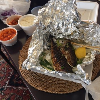Sa Rit Gol - Excellent grilled mackerel (take-out) with sides, all for $12. I ate some fish before I took the picture -- you get two whole, grilled fish. - Korean Near Me - Fort Lee, New Jersey Sa Rit Gol - Excellent grilled mackerel (take-out) with sides, all for $12. I ate some fish before I took the picture -- you get two whole, grilled fish. - Korean Near Me - Fort Lee, New Jersey