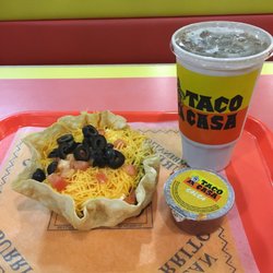 Taco Casa - Taco "Super Salad" with a drink.