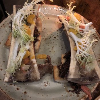 Vaca - Bone marrow on braised beef cheek toast- so good! - Tapas/Small Plates Near Me - Costa Mesa, California