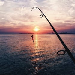 MWRA Nut Island - Sunset, fishing, Boston on the right.