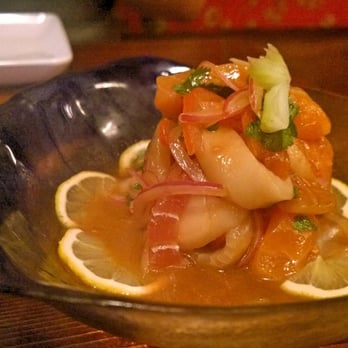 Sushi Mania - Japanese Ceviche - serving of tuna, yellowtail, whitefish and salmon in ponzu dressing(Japanese chili oil, lemon juice, tomato, - Japanese Near Me - Alpharetta, Georgia Sushi Mania - Japanese Ceviche - serving of tuna, yellowtail, whitefish and salmon in ponzu dressing(Japanese chili oil, lemon juice, tomato, - Japanese Near Me - Alpharetta, Georgia