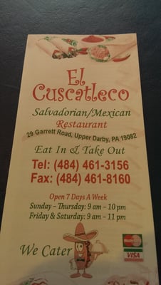 Menu photo 2 El Cuscatleco Upper Darby, PA