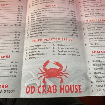 OD Crab House - a menu for a seafood restaurant - Seafood Near Me - Waycross, Georgia OD Crab House - a menu for a seafood restaurant - Seafood Near Me - Waycross, Georgia