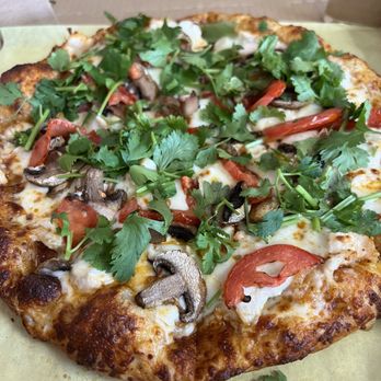 Thai Curry Pizza - Tom Yum Pizza (small $15.99) It's easy for 2 people. I will be having my 2nd 1/2 tomorrow! - Pizza Near Me - Long Beach, California