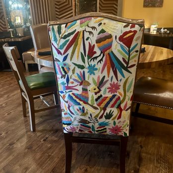 San Miguel - Love this colorful fabric on back of chair - Mexican Near Me - Lewisville, Texas San Miguel - Love this colorful fabric on back of chair - Mexican Near Me - Lewisville, Texas
