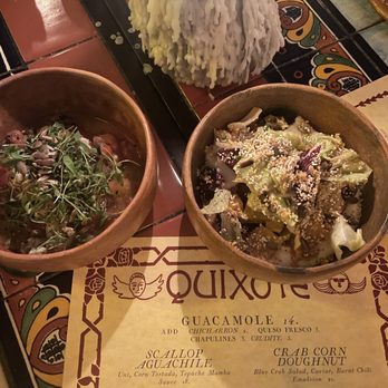 Quixote - Beet salad with requeson amaranth and hoja santa vinaigrette, snapper ceviche with botana pico. - Mexican Near Me - San Diego, California Quixote - Beet salad with requeson amaranth and hoja santa vinaigrette, snapper ceviche with botana pico. - Mexican Near Me - San Diego, California