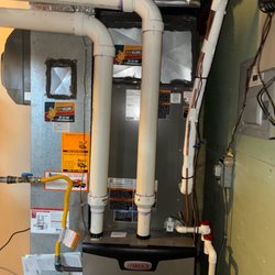 Hot Water Now - Lennox high-efficiency gas furnace with sealed PVC intake and exhaust venting