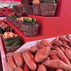 Fleming Shortcut Fruit Stand - Sweet potatoes, cucumber and yellow squash