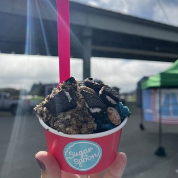Sugar + Spoon - Oreo and Cookie Monster dough, double scoop. - Food Trucks Near Me Sugar + Spoon - Oreo and Cookie Monster dough, double scoop. - Food Trucks Near Me