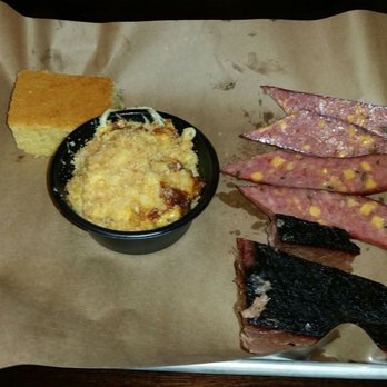 Mission BBQ - Mission BBQ: Pulled chicken, sausage jalapeño, mac & cheese and cornbread. - Barbeque Near Me - Harrisburg, Pennsylvania